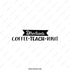 Coffee Teach Repeat Pillow, Teacher Gift Pillow, Funny Teacher Pillow, Teaching Pillow, Coffee Lover Pillow, Directions Pillow - Tawshia