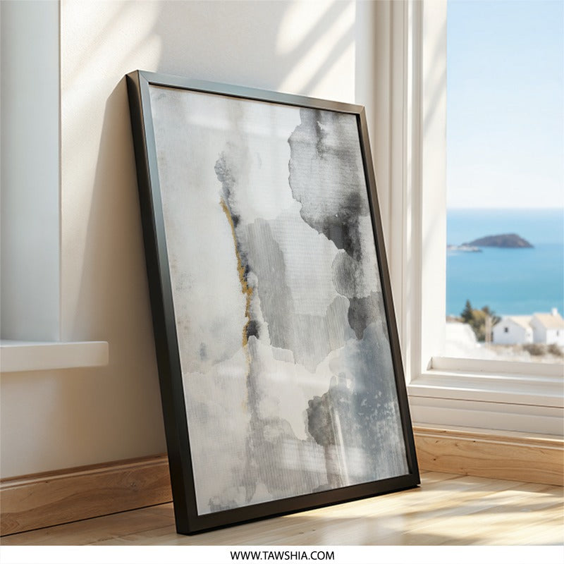 Abstract Wall Art, Modern Home Decor, Gray and Gold Art Print, Contemporary Artwork, Minimalist Design, Living Room Decor, Bedroom Art - Tawshia
