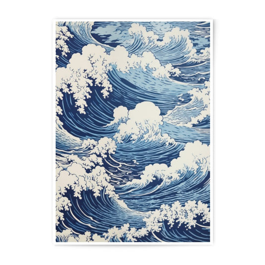 Ukiyo-e Wave Photographic Print, Japanese Art, Ocean Waves Poster, Vintage Inspired Wall Art, Sea Waves Decor, Fine Art Photography Print - Tawshia