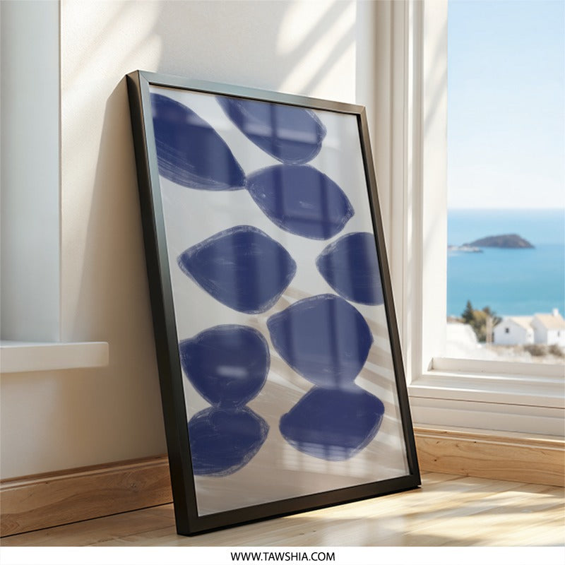 Abstract Blue Shapes Wall Art, Minimalist Art Print, Modern Home Decor, Contemporary Art, Stylish Wall Decor, Unique Artwork - Tawshia