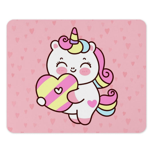 Cute Unicorn Mouse Pad, Kawaii Heart, Cartoon Unicorn, Pink Mousepad, Office Decor, Desk Accessories, Magical Unicorn Gift, Gaming Mouse Pad - Tawshia