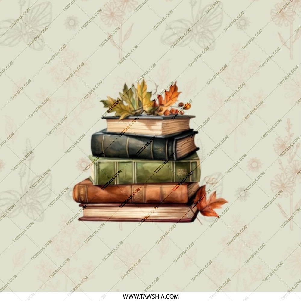 Stack of Books Pocket Mirror, Fall Leaves, Book Lover Gift, Autumn Reading, Reader Gift, Library Decor, Compact Mirror, Gift for Her - Tawshia