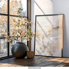 Abstract Neutral Wall Art, Beige Painting Print, Modern Textured Art, Minimalist Home Decor, Large Canvas Print, Contemporary Artwork - Tawshia