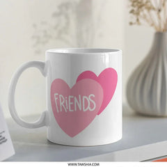 Best Friends Mug, Friendship Gift, Pink Hearts Coffee Mug, Friend Mug, Gift for Friends, Cute Mug, Friends TV Show Mug - Tawshia