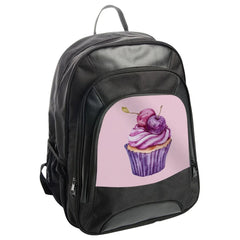 Cherry Cupcake BackPack, Sweet Treat Art BackPack, Dessert Lover School Bag, Unique Foodie BackPack, Gift for Baker BackPack, Purple Theme - Tawshia