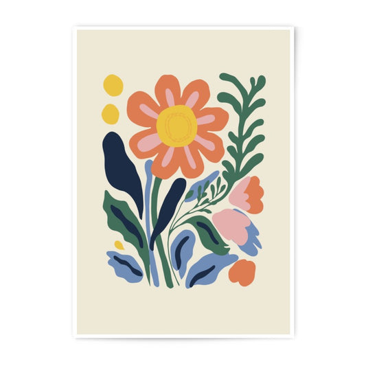 Floral Art Photographic Print, Colorful Flowers, Botanical Illustration, Modern Home Decor, Flower Power Print - Tawshia