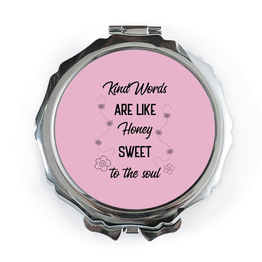 Honey Pocket Mirror, Kind Words, Floral Accents, Sweet to the Soul, Cute Gift, Uplifting Mirror, Positive Affirmation, Pocket Beauty - Tawshia