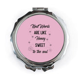 Honey Pocket Mirror, Kind Words, Floral Accents, Sweet to the Soul, Cute Gift, Uplifting Mirror, Positive Affirmation, Pocket Beauty - Tawshia