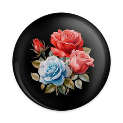 Floral Pinback Button, Rose Flower Button, Colorful Roses, Elegant Floral Art, Rose Lover Gift, Black Pin Button, Flower Pinback Buttons - Tawshia