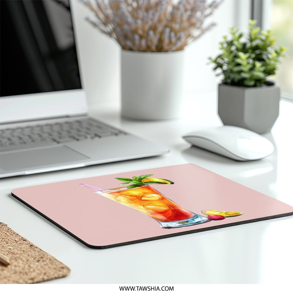 Tropical Drink Mouse Pad, Cocktail Art Mousepad, Beverage Lover Gift, Summer Vibes, Cool Desk Accessory, Unique Office Decor - Tawshia
