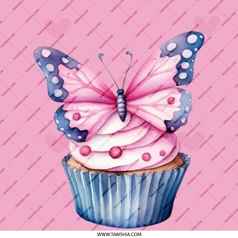 Butterfly Cupcake Pinback Button, Cute Food Pin, Pink Button, Kawaii Badge, Gift for Baker, Party Favor, Collectible Pin, Adorable Button - Tawshia