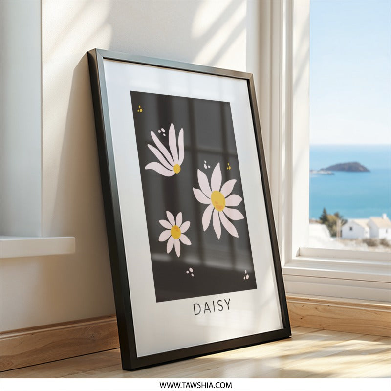 Daisy Wall Art, Floral Print, Minimalist Art, Flower Wall Decor, Modern Wall Art, Nature Art Print, Botanical Art, Flower Print - Tawshia