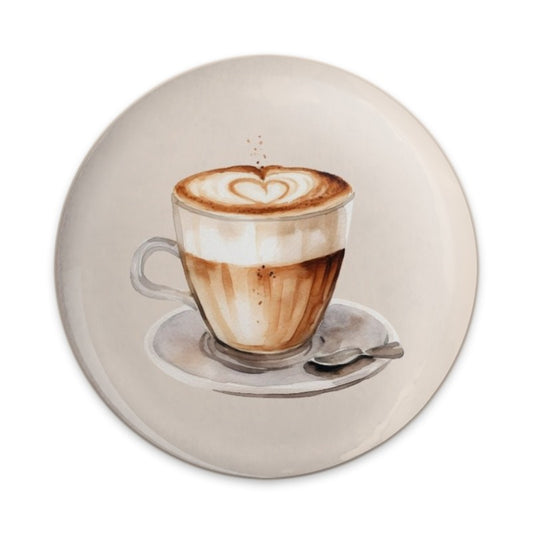 Latte Art Pinback Button, Coffee Lover Gift, Watercolor Coffee Button, Cappuccino Badge, Cafe Aesthetic, Cute Button, Drink Lover Accessory - Tawshia