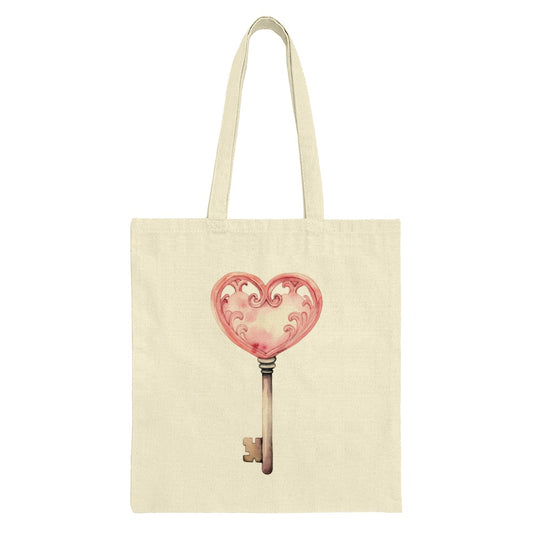 Heart Key Tote Bag, Romantic Gift, Love Tote, Valentines Bag, Cute Handbag, Unique Gift, Reusable Bag, Shopping Bag, Everyday Bag - Tawshia