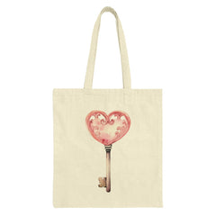 Heart Key Tote Bag, Romantic Gift, Love Tote, Valentines Bag, Cute Handbag, Unique Gift, Reusable Bag, Shopping Bag, Everyday Bag - Tawshia