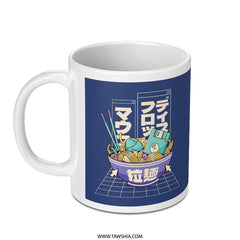 Retro Noodle Bowl Design on Blue Background Mug product
