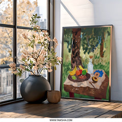 Impressionist Still Life Wall Art, Fruit and Tree Painting Print, Colorful Kitchen Decor, Unique Home Art, Tabletop Painting Print - Tawshia