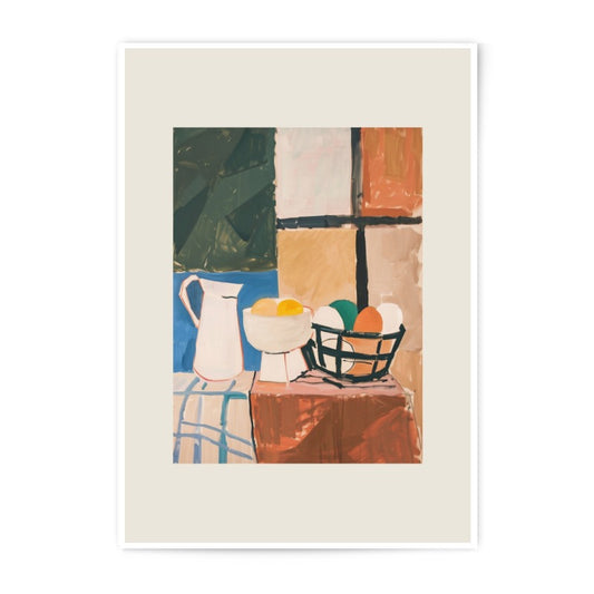 Still Life Photographic Print, Kitchen Art Print, Colorful Home Decor, Modern Art Print, Fruits, Eggs, Pitcher - Tawshia