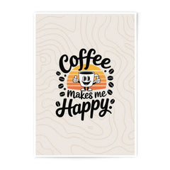 Coffee Makes Me Happy Photographic Print, Retro Coffee Art, Coffee Lover Gift, Wall Decor, Kitchen Art - Tawshia