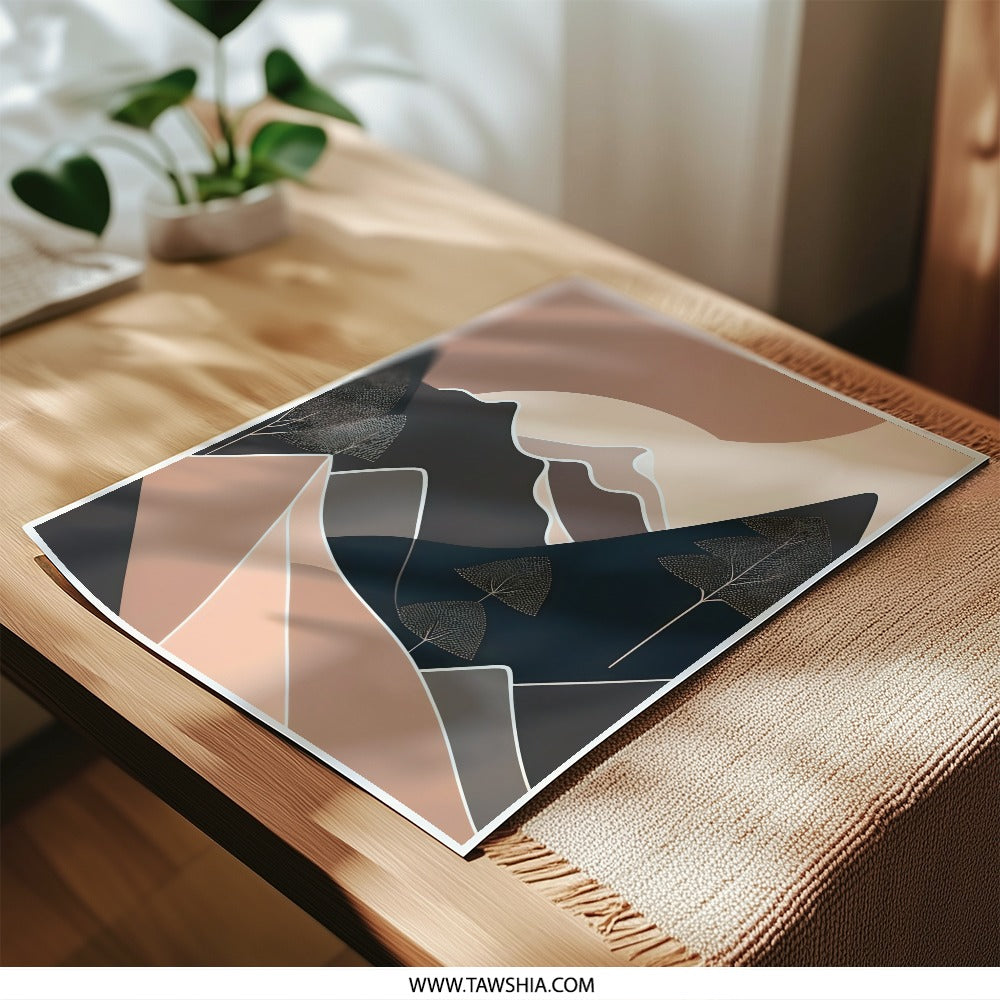Minimalist Mountain Photographic Print, Geometric Landscape Art, Abstract Mountain Range, Earth Tone Wall Decor, Modern Nature Home Decor - Tawshia