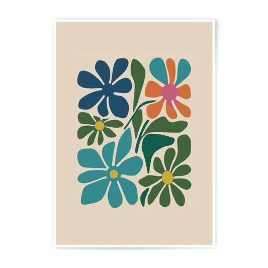 Retro Floral Photographic Print, 70s Flower Power Wall Art, Botanical Print, Colorful Floral Decor, Groovy Flower Photography - Tawshia