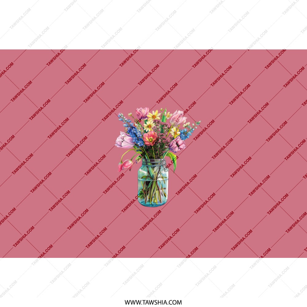 Floral Bouquet Tumbler, Mason Jar Flowers Cup, Spring Flower Tumbler, Tumbler with Straw, Colorful Flowers Design - Tawshia
