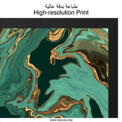 Emerald Gold Abstract Wall Art, Modern Marble Print, Elegant Home Decor, Contemporary Art Print, Fluid Art Design, Unique Wall Decor - Tawshia