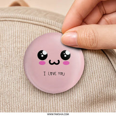 Kawaii I Love You Pinback Button, Cute Anime Gift, Pink Button, Valentine's Day Gift, Love Button, Kawaii Style Button, Gift For Her - Tawshia