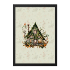 Cottagecore Wall Art, Watercolor House Print, Fairy Tale Cottage, Cozy Home Decor, Whimsical Art Print, Dreamy Landscape, Green Cottage - Tawshia
