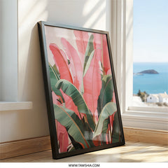 Pink Banana Leaf Wall Art, Tropical Print, Botanical Wall Decor, Modern Art Print, Home Decor, Trendy Wall Art, Plant Lover Gift - Tawshia