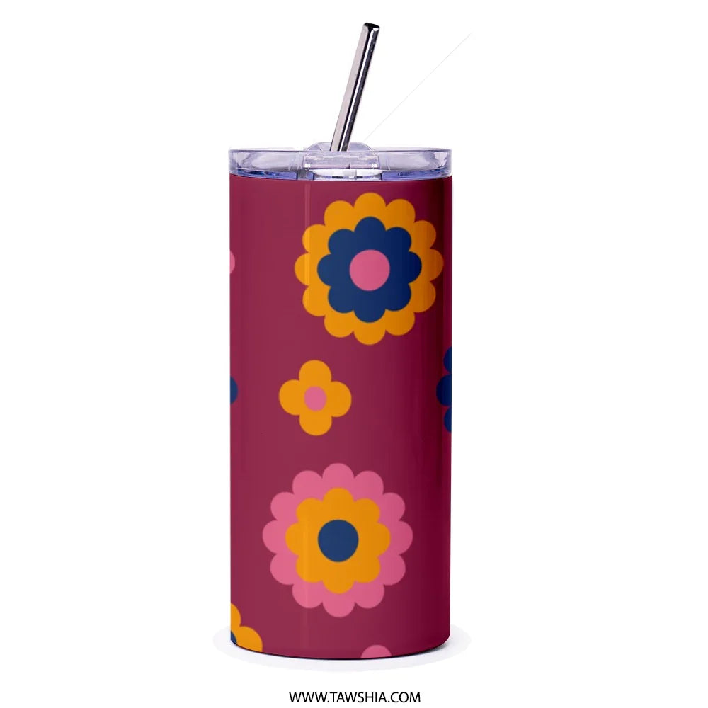 Floral Design Insulated Tumbler with Straw product type