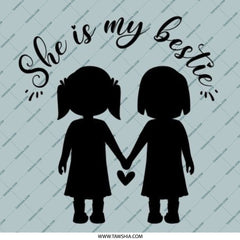 She is my Bestie Pinback Button, Friendship Gift, Best Friend Button, BFF Gift, Cute Button, Gift for Her, Sister Pin - Tawshia