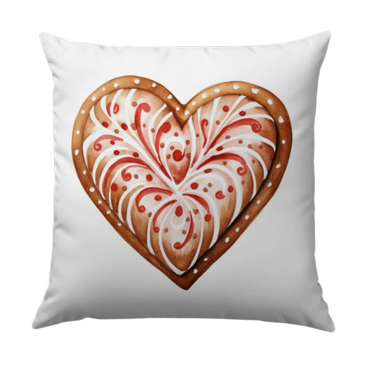Gingerbread Heart Pillow, Holiday Decor Pillow, Christmas Pillow, Sweet Treat Pillow, Festive Accent Cushion, Holiday Home Accent, Love - Tawshia