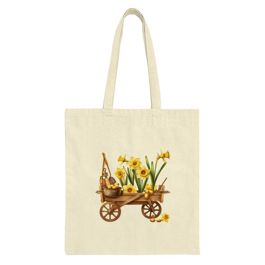Daffodils Tote Bag, Flower Cart Design, Spring Flowers, Botanical Art, Yellow Flowers, Easter Theme Tote, Gift for Her, Floral Print Bag - Tawshia