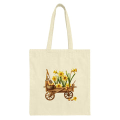 Daffodils Tote Bag, Flower Cart Design, Spring Flowers, Botanical Art, Yellow Flowers, Easter Theme Tote, Gift for Her, Floral Print Bag - Tawshia