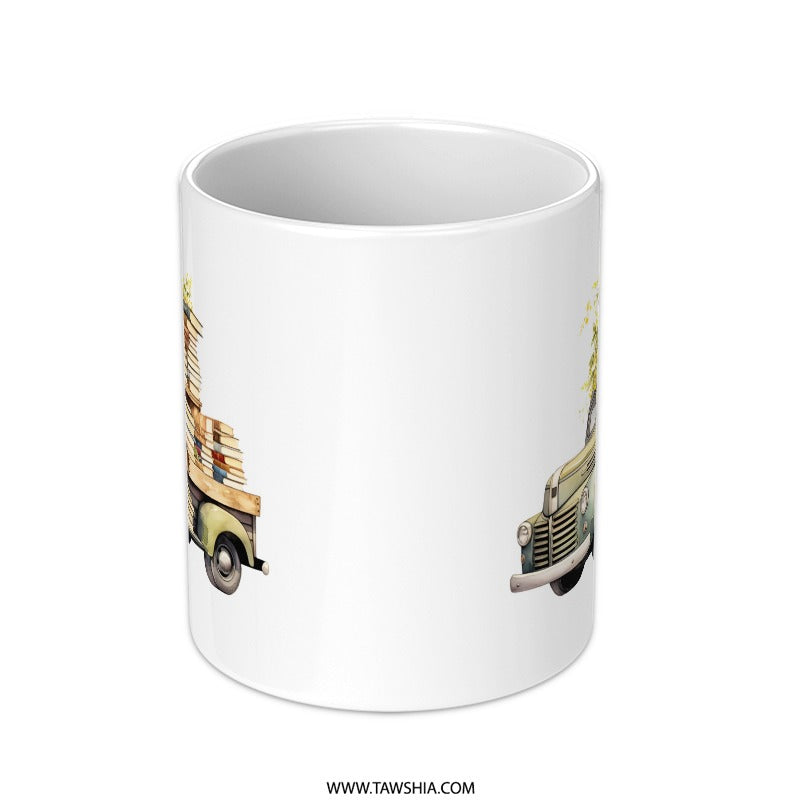 Book Truck Mug, Vintage Truck, Reading Lover Gift, Bookish Mug, Bookworm Gift, Truck Art Mug, Cute Mug, Coffee Mug, Tea Mug, Gift for Reader - Tawshia
