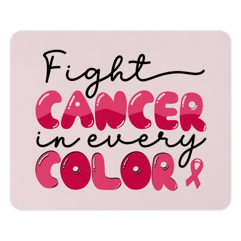 Cancer Awareness Mouse Pad, Fight Cancer Design, Pink Ribbon Gift, Motivational Office Decor, Breast Cancer Support - Tawshia
