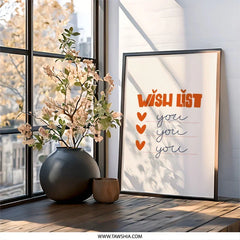 Wish List Wall Art, Modern Home Decor, Printable Art, Minimalist Art, Gift Idea, Wall Decor, You Wish List Wall Art, Trendy Room Decor - Tawshia