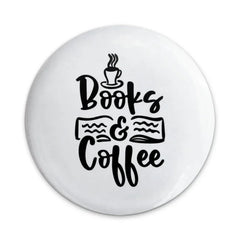 Books and Coffee Pinback Button, Book Lover Gift, Reader Badge, Coffee Addict Button, Librarian Gift, Bookish Button, Book Club Button - Tawshia