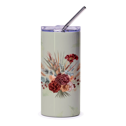 Floral Bouquet Tumbler, Fall Flowers, Autumn Colors, Botanical Tumbler, Elegant Tumbler, Unique Gift, Flower Design Tumbler - Tawshia