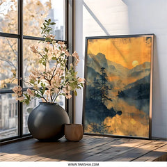 Mountain Lake Wall Art, Sunset Landscape Print, Golden Hour Reflection, Nature Home Decor, Scenic Wall Decor - Tawshia