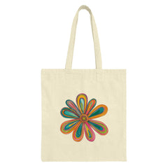 Groovy Flower Tote Bag, Retro Floral Design, Colorful Bloom Tote, Boho Chic Bag, 70s Inspired Print, Unique Gift, Everyday Tote Bag - Tawshia