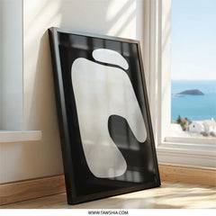 Abstract Modern Wall Art, Neutral Cream Print, Minimalist Art, Unique Shape Design, Contemporary Home Decor, Gallery Wall, Framed Wall Art - Tawshia