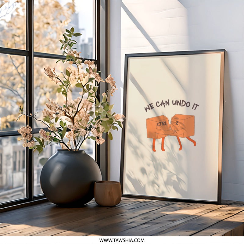 We Can Undo It Wall Art, Ctrl Z Wall Decor, Programmer Gift, Funny Computer Print, Geeky Office Art, Digital Artist Gift - Tawshia