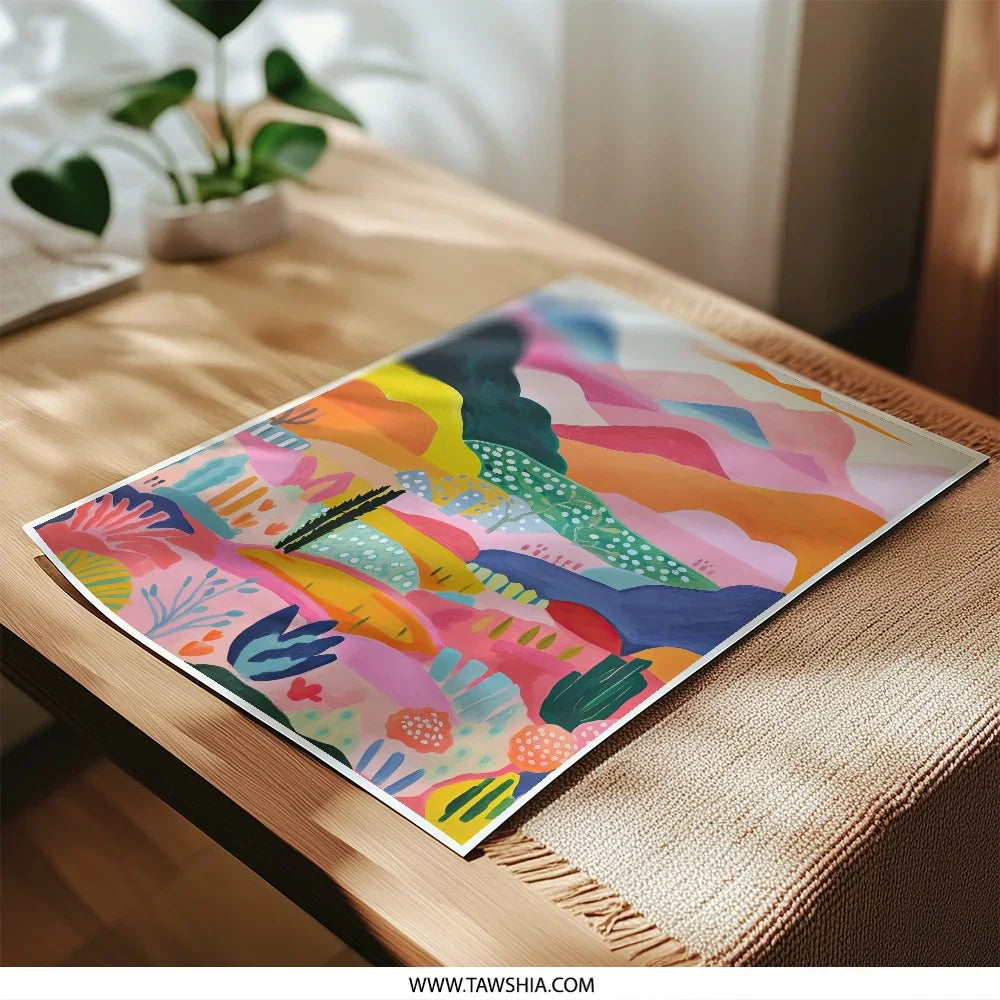 Colorful Landscape Photographic Prints, Abstract Mountain Scenery Art, Home Decor Wall Art, Modern Prints - Tawshia