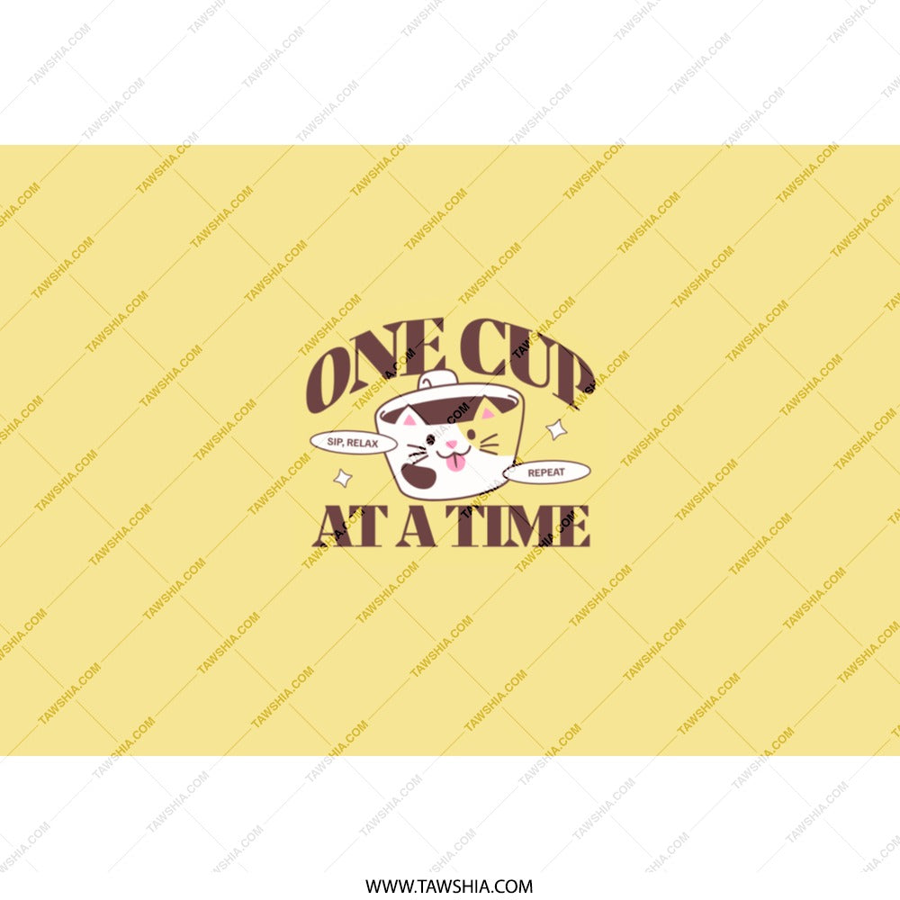One Cup at a Time Tumbler, Cute Cat Coffee Design, Kawaii Drinkware, Unique Gift Idea, Trendy Tumbler, Stylish Travel Mug, Gift for Cat - Tawshia