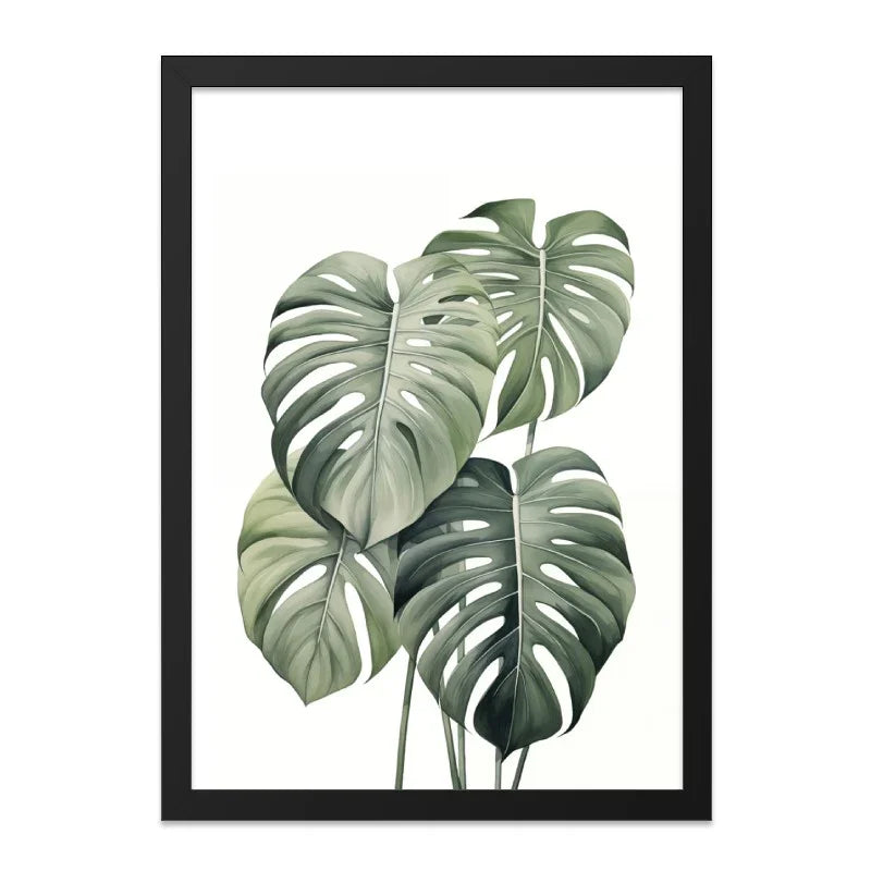 Monstera Deliciosa Wall Art, Tropical Leaf Print, Botanical Wall Decor, Modern Home Decor, Green Plant Art Print, Minimalist Art, Nature Art - Tawshia