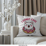 Donut Cat Pillow, Funny Cat Pillow, Cute Animal Pillow, Kawaii Throw Pillow, Home Decor, Gift for Cat Lovers, Playful Design Pillow - Tawshia