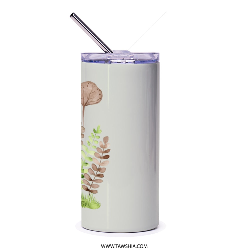 Watercolor Fern Tumbler, Botanical Tumbler, Plant Lover Gift, Stylish Drinkware, Floral Travel Mug, Unique Tumbler Design - Tawshia