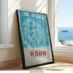 Pool Water Wall Art, Red Depth Sign, Cool Blue Waves, Summer Vibes Print, Home Decor Artwork, Modern Aesthetic Photo - Tawshia